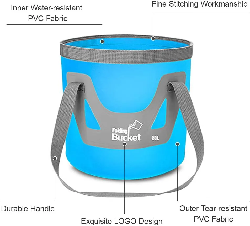 20L Collapsible Water Bucket Folding Bucket Water Storage Container for Camping Hiking Traveling Fishing Washing
