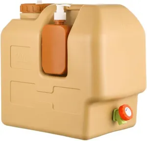 20L Water Container with Spigot Large Capacity Portable Water Jug for Camping Outdoor Emergency Handwashing Brown