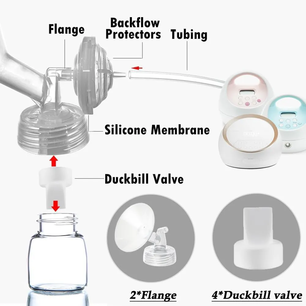 20mm Flange and Duckbill Valve Compatible with Spectra S1 Spectra S2 Spectra9 Plus Synergy Gold Breast Pump, Spectra Pump Parts S2 Parts S2 Accessories Replacement
