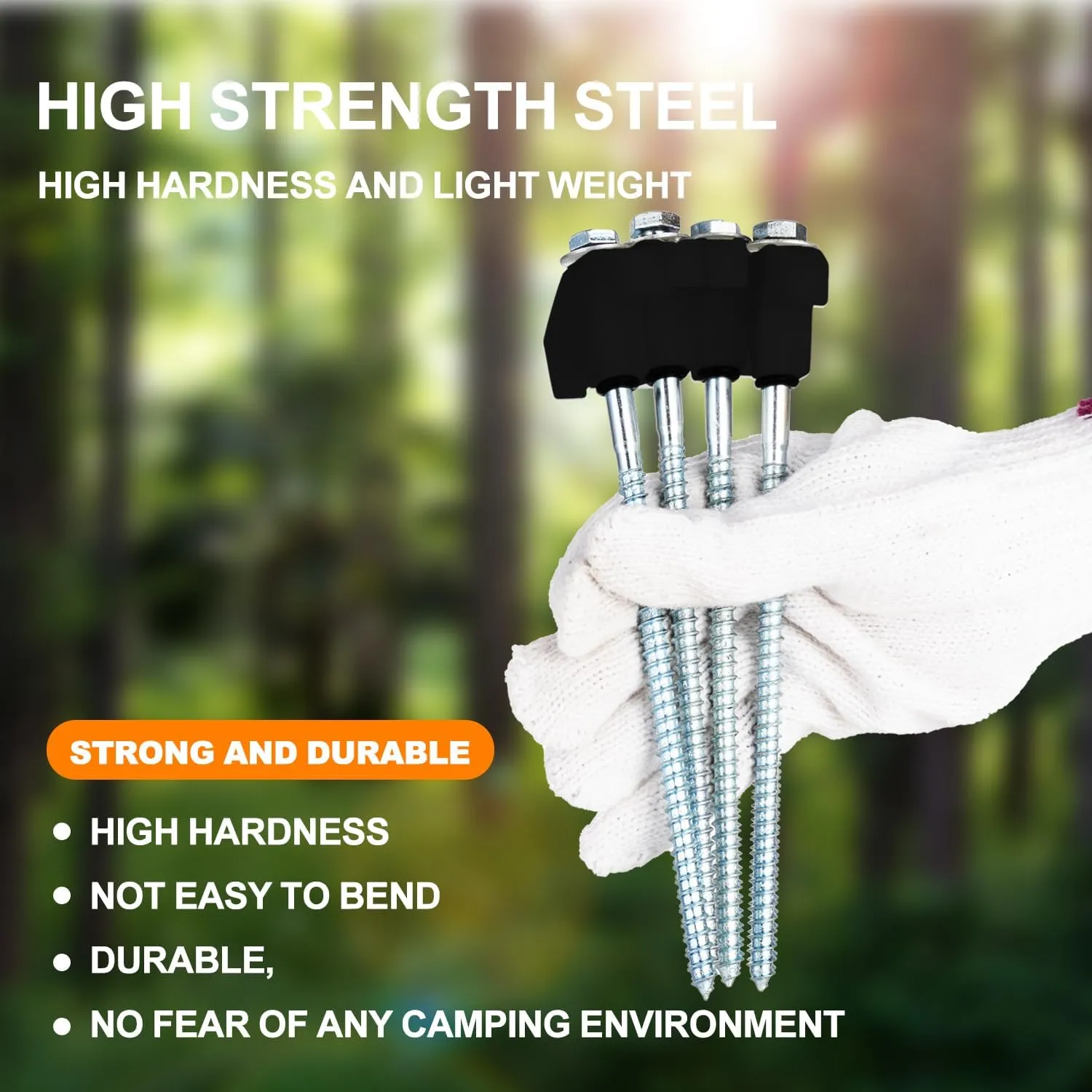 20PCS Screw in Tent Stakes Heavy Duty,8 Inch Screw in Tent Pegs,Metal Camping Stakes,with Hex Head Driver,Nail Lifter,Ropes,Camping Tent Accessories,Black