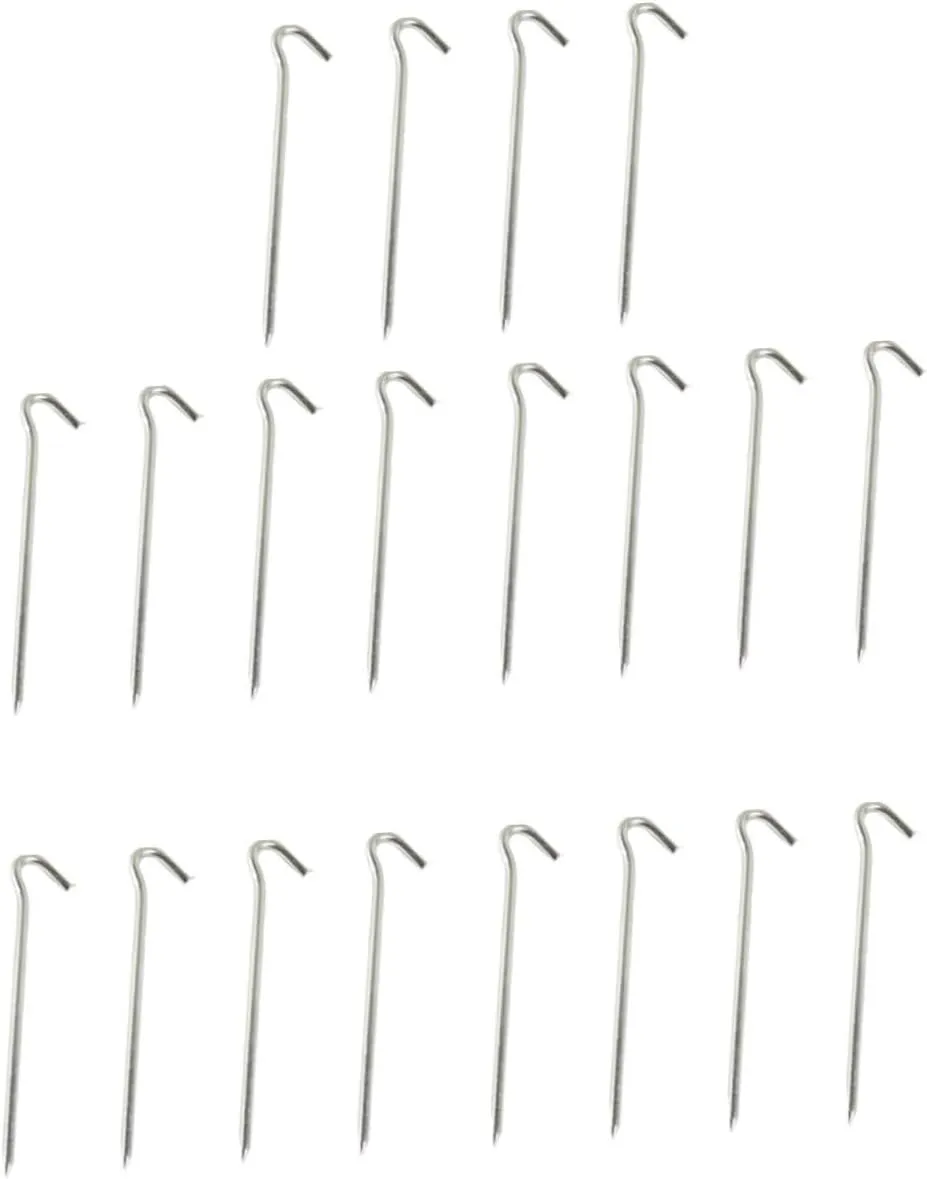 20Pcs Windproof Question Mark Shape Iron Tent Stakes Durable Ground Pegs for Secure Camping Hiking and Outdoor Use for Tents Tarps and Awnings Various