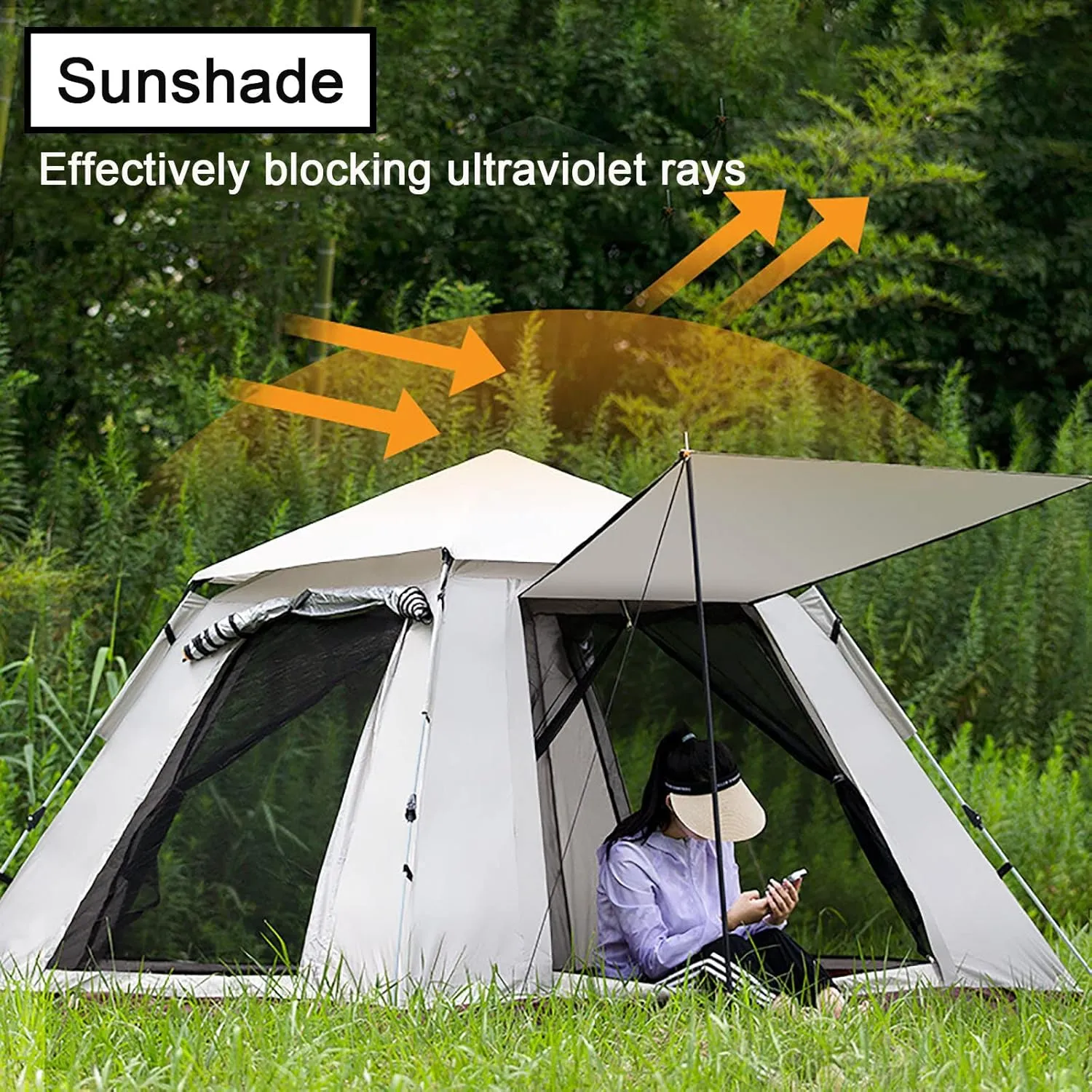 2/3/4 Person Pop Up Tent with Carry Bag, Waterproof Windproof Family Camping Tent with 2 Door & 2 Mesh Window,Setup in 60 Seconds,Instant Tent for Hiking & Travel,Upgraded Ventilation