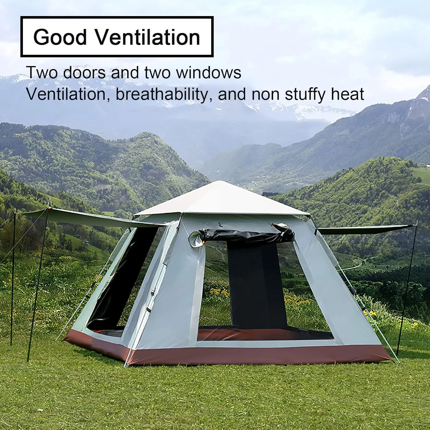 2/3/4 Person Pop Up Tent with Carry Bag, Waterproof Windproof Family Camping Tent with 2 Door & 2 Mesh Window,Setup in 60 Seconds,Instant Tent for Hiking & Travel,Upgraded Ventilation