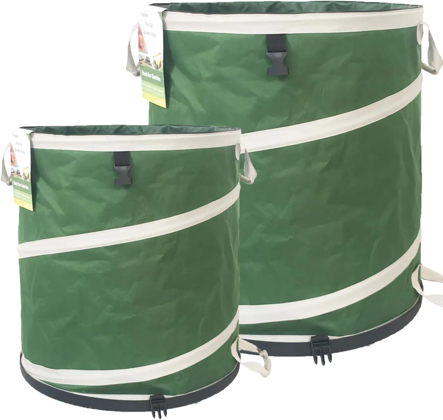 24 Gallon and 46 Gallon Collapsible Trash Can Solid Bottom for Yard Waste Bag,Garden Debris Bag,Pop-Up Trash Can,Recycling Bin,RV Camping Waste Bin,Laundry Hamper,Lawn Grass,Yard Weeds Bags,Leaf Bags