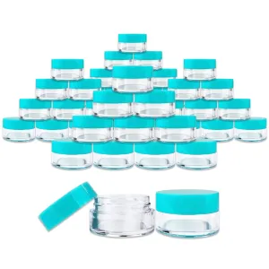 2400 Jars - Beauticom High Graded 5 Grams/5 mL BPA Free Thick Clear Acrylic 100% NO LEAK Plastic Jars empty Container Teal Lid for Cosmetic, Lip Balm, Beads, Creams, Lotion, Liquids, Sample, Travel