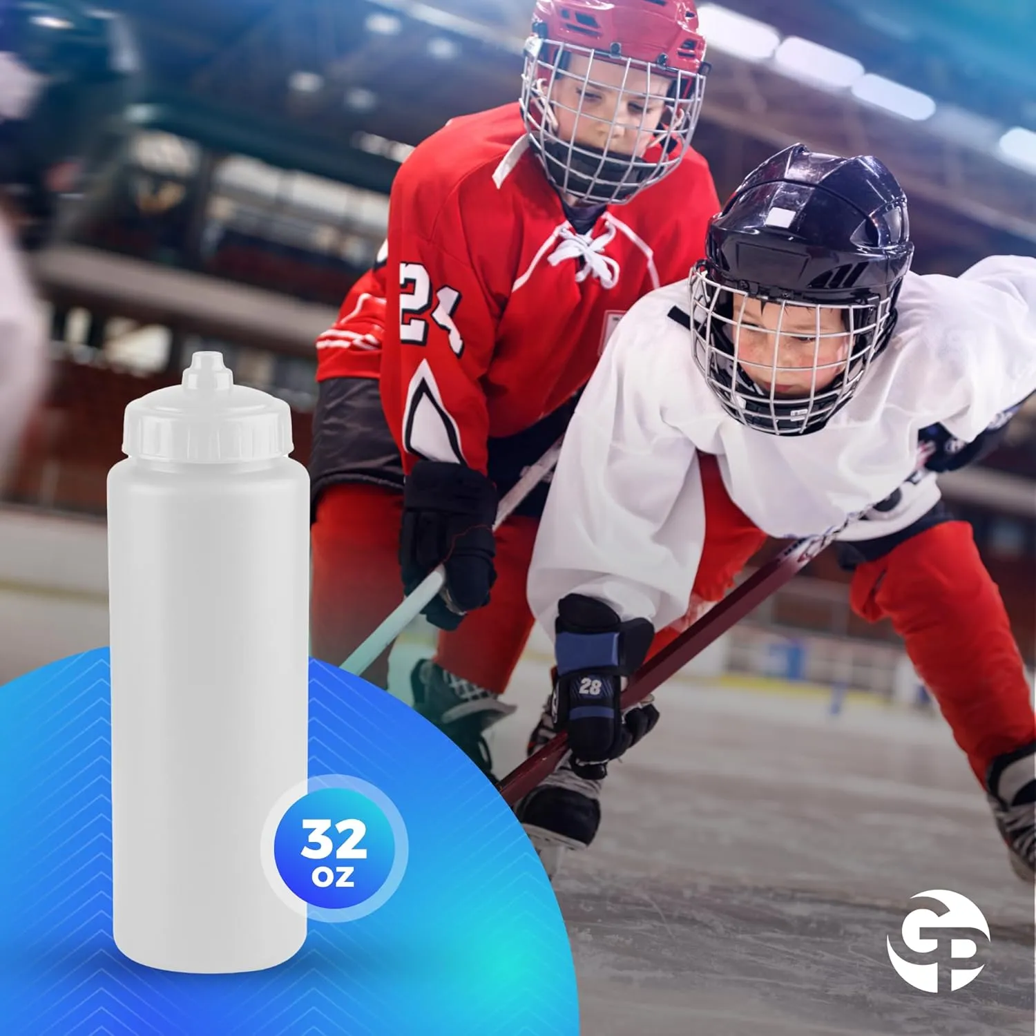 25-Pack, 32 oz Water Bottles, BPA Free Squeeze Bottle, White Water Bottle with White Lid, Made in USA by Gary Plastic Packaging