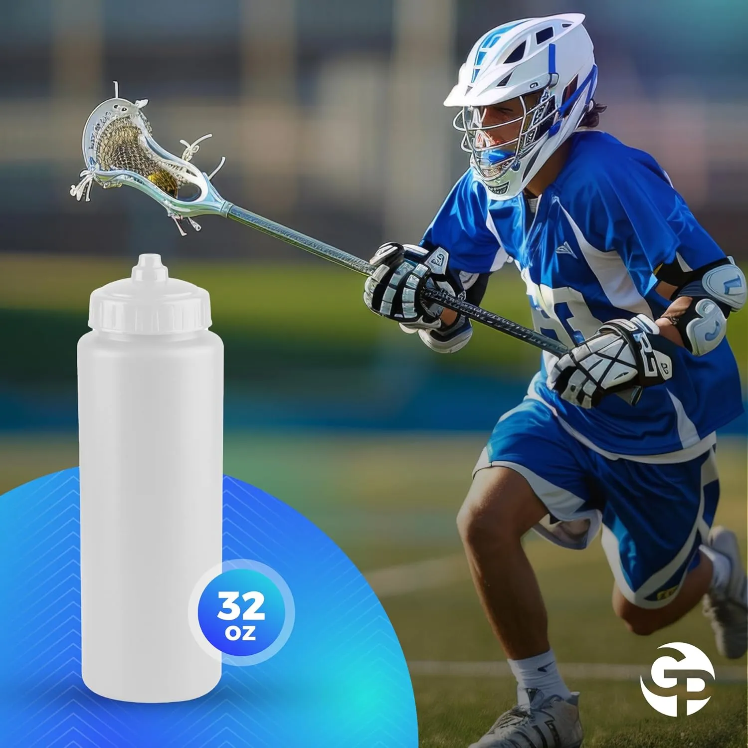 25-Pack, 32 oz Water Bottles, BPA Free Squeeze Bottle, White Water Bottle with White Lid, Made in USA by Gary Plastic Packaging