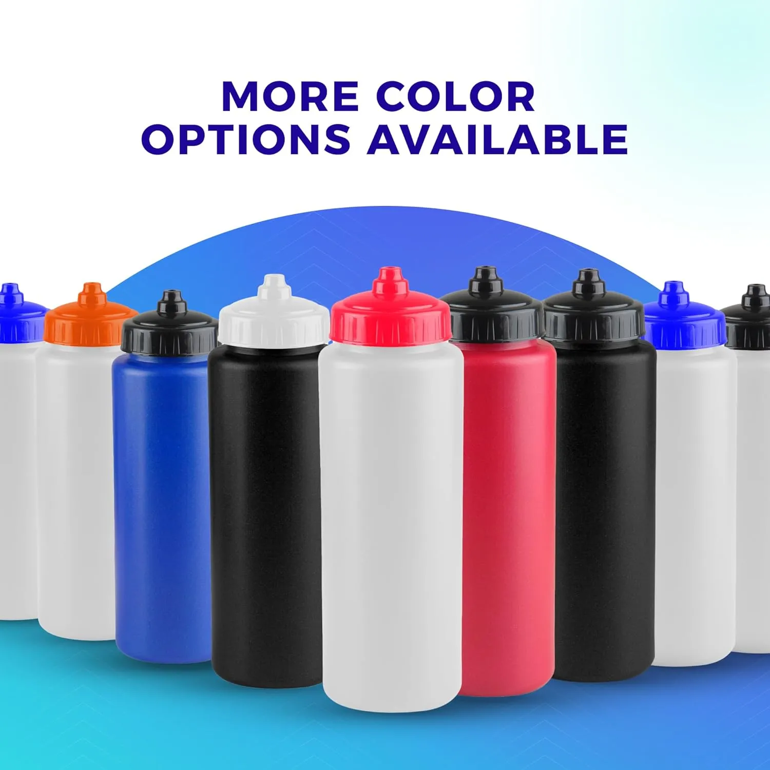 25-Pack, 32 oz Water Bottles, BPA Free Squeeze Bottle, White Water Bottle with White Lid, Made in USA by Gary Plastic Packaging