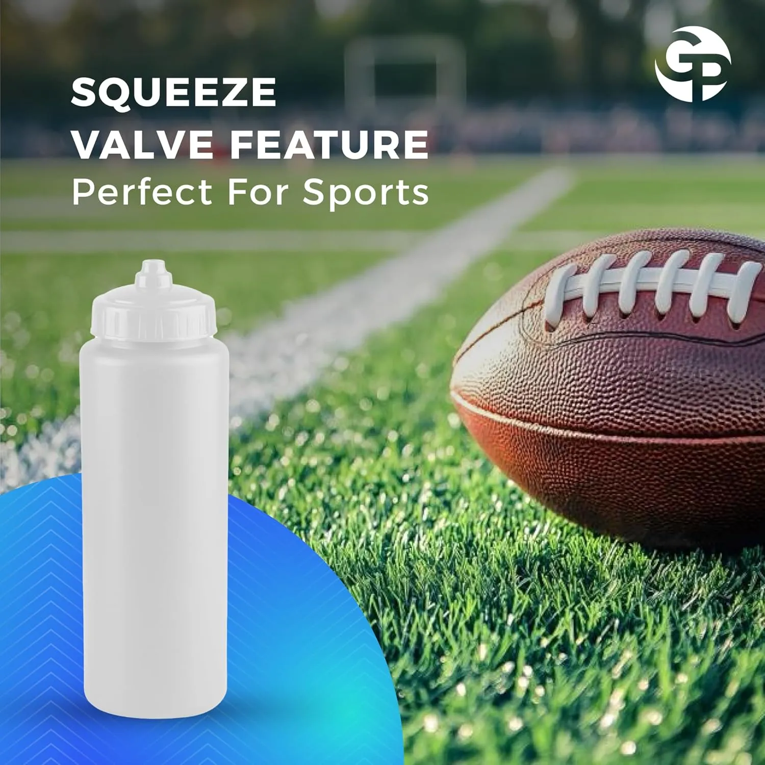25-Pack, 32 oz Water Bottles, BPA Free Squeeze Bottle, White Water Bottle with White Lid, Made in USA by Gary Plastic Packaging