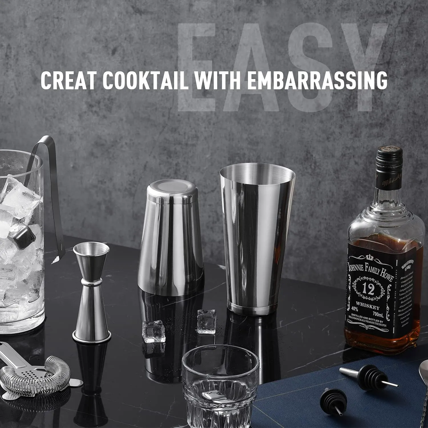 25-Piece Professional Travel Bartender Kit – Complete Cocktail Set with Portable Travel Bag for Home, Parties, Work, and Camping