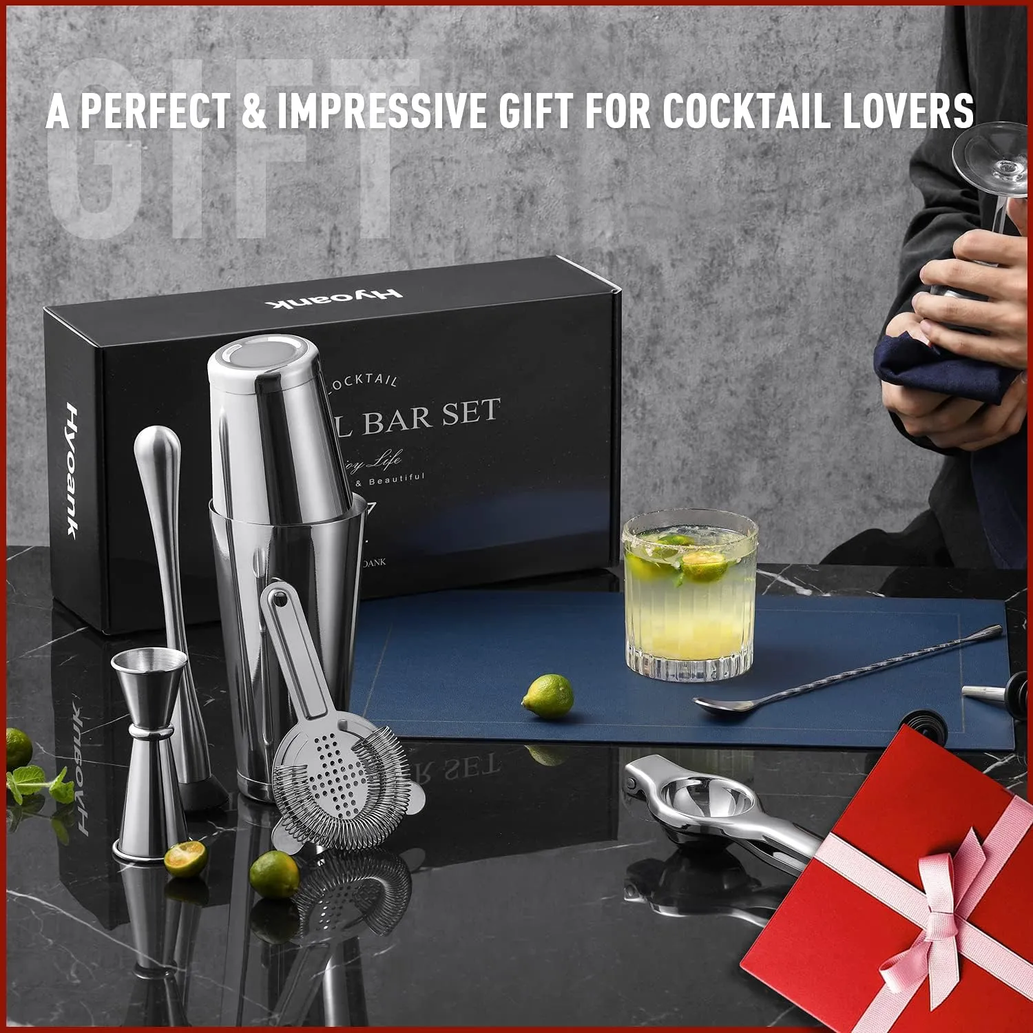 25-Piece Professional Travel Bartender Kit – Complete Cocktail Set with Portable Travel Bag for Home, Parties, Work, and Camping