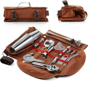 25-Piece Professional Travel Bartender Kit – Complete Cocktail Set with Portable Travel Bag for Home, Parties, Work, and Camping