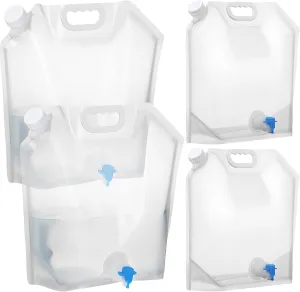 2.6 Gallon Collapsible Water Container Bag: 4pcs BPAfree Food Grade Clear Plastic Storage Jug with Valve, Water Bags for Camping Riding Hiking