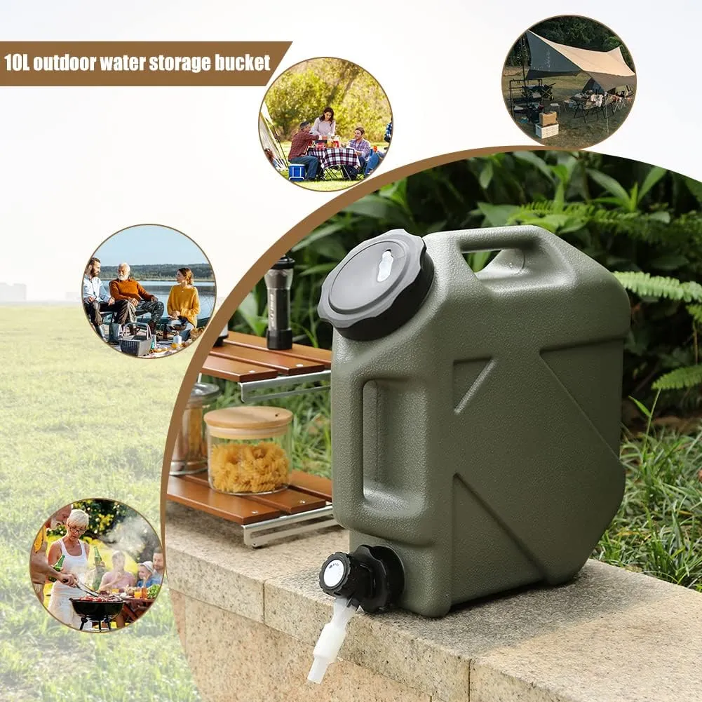 2.6 Gallon(10L) Water Containers With Spigot, Camping Water Tank No Leakage Portable Water Jug, Multifunction Emergency Water Storage Container For Outdoor Hiking Camping Picnic Supplies