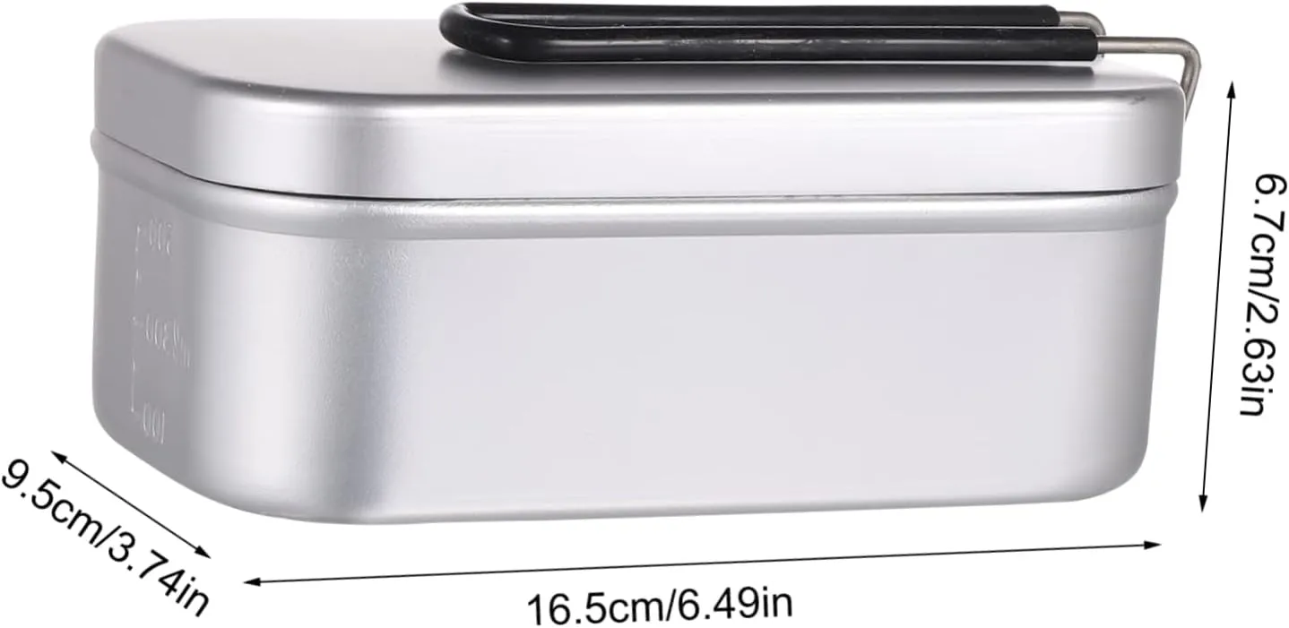 2pcs Portable Aluminum Alloy Square Lunch Box Folding Handle for Outdoor Camping and Picnics Space-saving Design for Travel and Food Storage