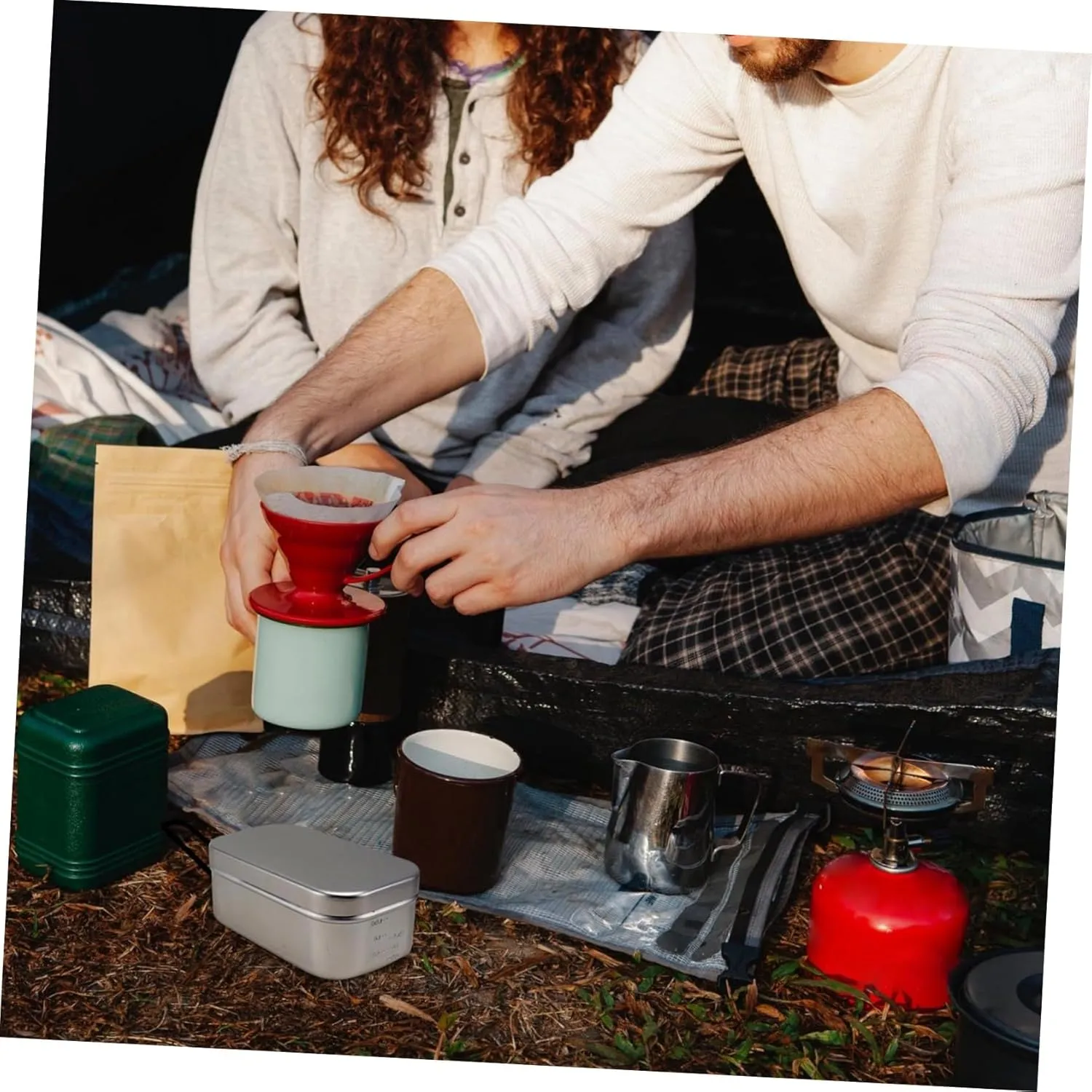 2pcs Portable Aluminum Alloy Square Lunch Box Folding Handle for Outdoor Camping and Picnics Space-saving Design for Travel and Food Storage