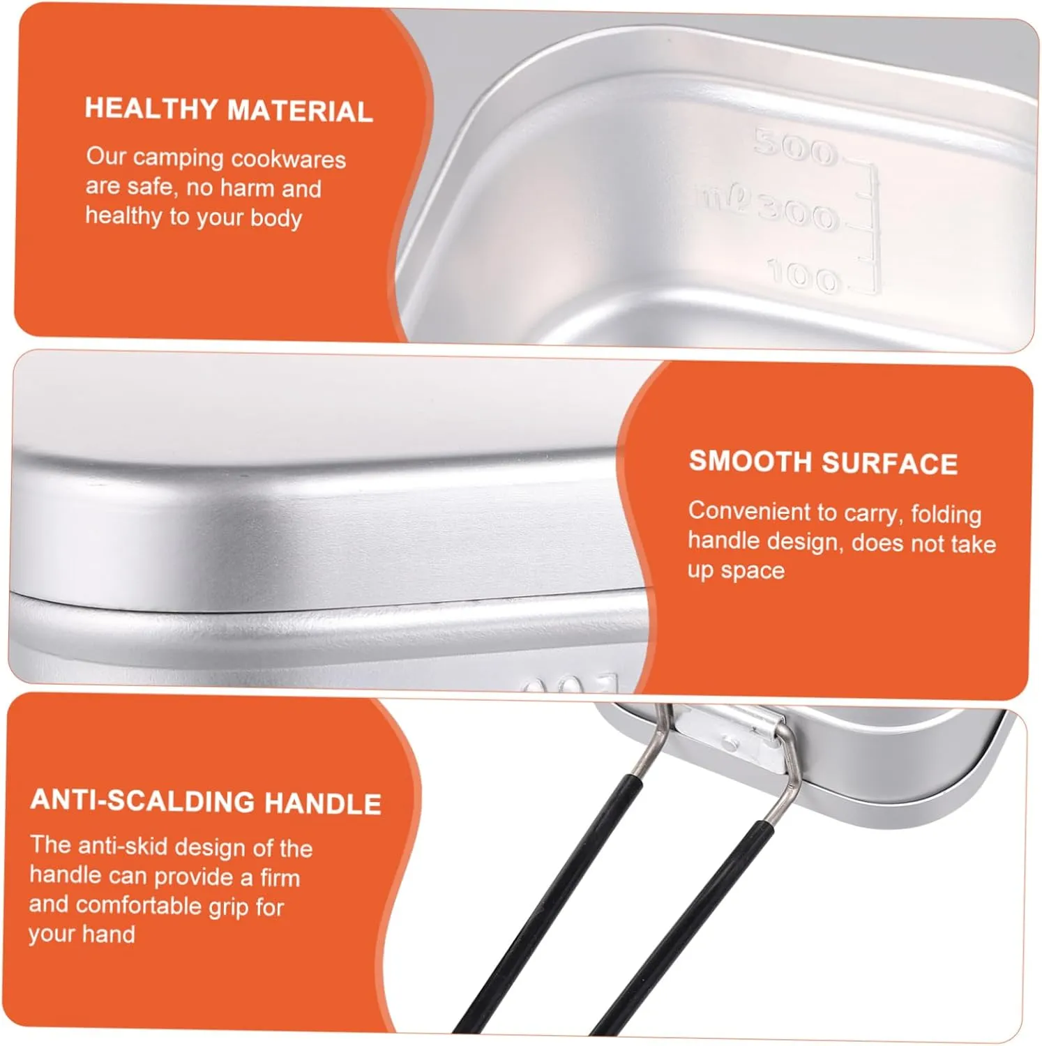2pcs Portable Aluminum Alloy Square Lunch Box Folding Handle for Outdoor Camping and Picnics Space-saving Design for Travel and Food Storage