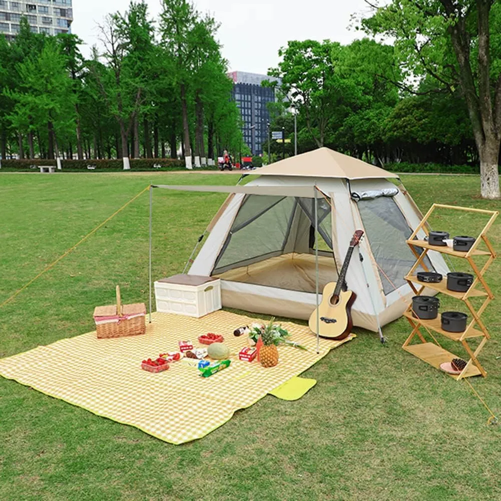 3-4 Person 60 Sec Setup Family Camping Tent Waterproof & Windproof Tent with Top Rainfly, Instant Cabin Tent for Camping Hiking Mountaineering