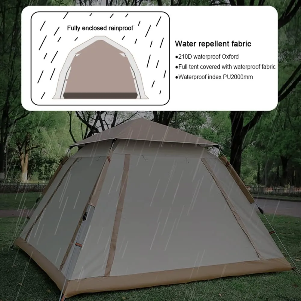 3-4 Person 60 Sec Setup Family Camping Tent Waterproof & Windproof Tent with Top Rainfly, Instant Cabin Tent for Camping Hiking Mountaineering