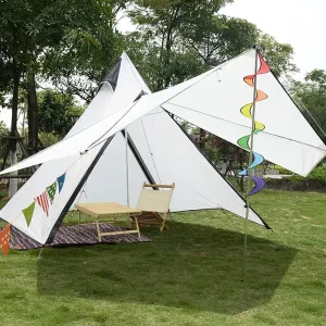 3-4 Person Camping Family Teepee Tent Outdoor Rainproof Waterproof Double Layers Indian Tipi Tent Suitable for Camping Hiking Holidays
