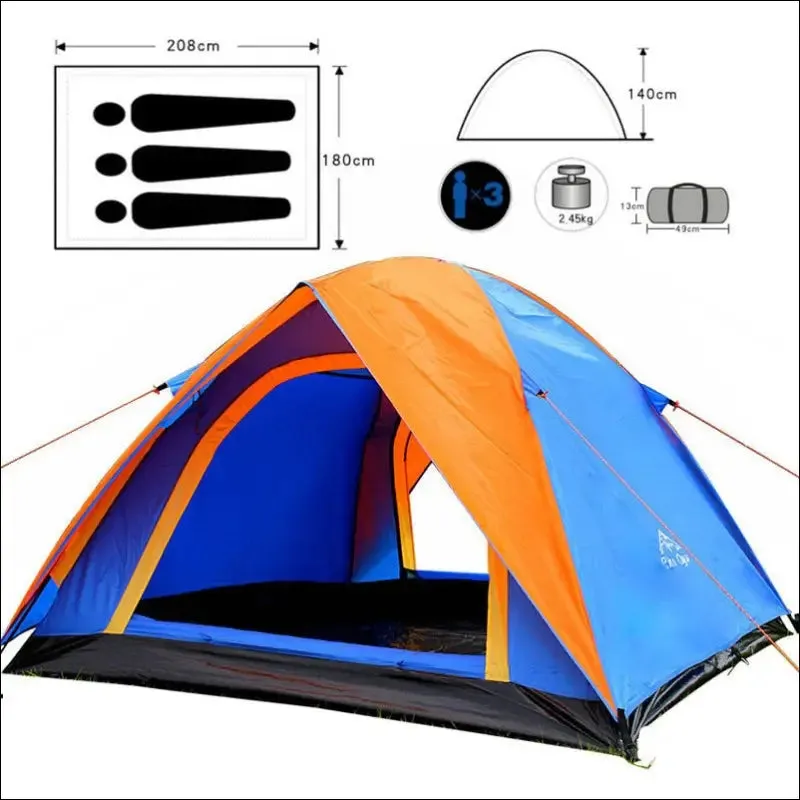 3-4 person double layer rainproof outdoor camping shelter tent for fishing hunting travel adventure