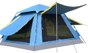 3-4 Person Pop Up Tent Automatic Instant Camping Tent Quick Opening Waterproof Outdoor Tent 4 Season Travel Tent with Carry Bag for Hiking, Traveling or Beach, 5, Sky Blue