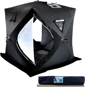 3-4 Person Winter Ice Fishing Tent Outdoor Winter Camping Tent Waterproof Thick Warm ​Tent Shelter with Chimney Hole and Double Door