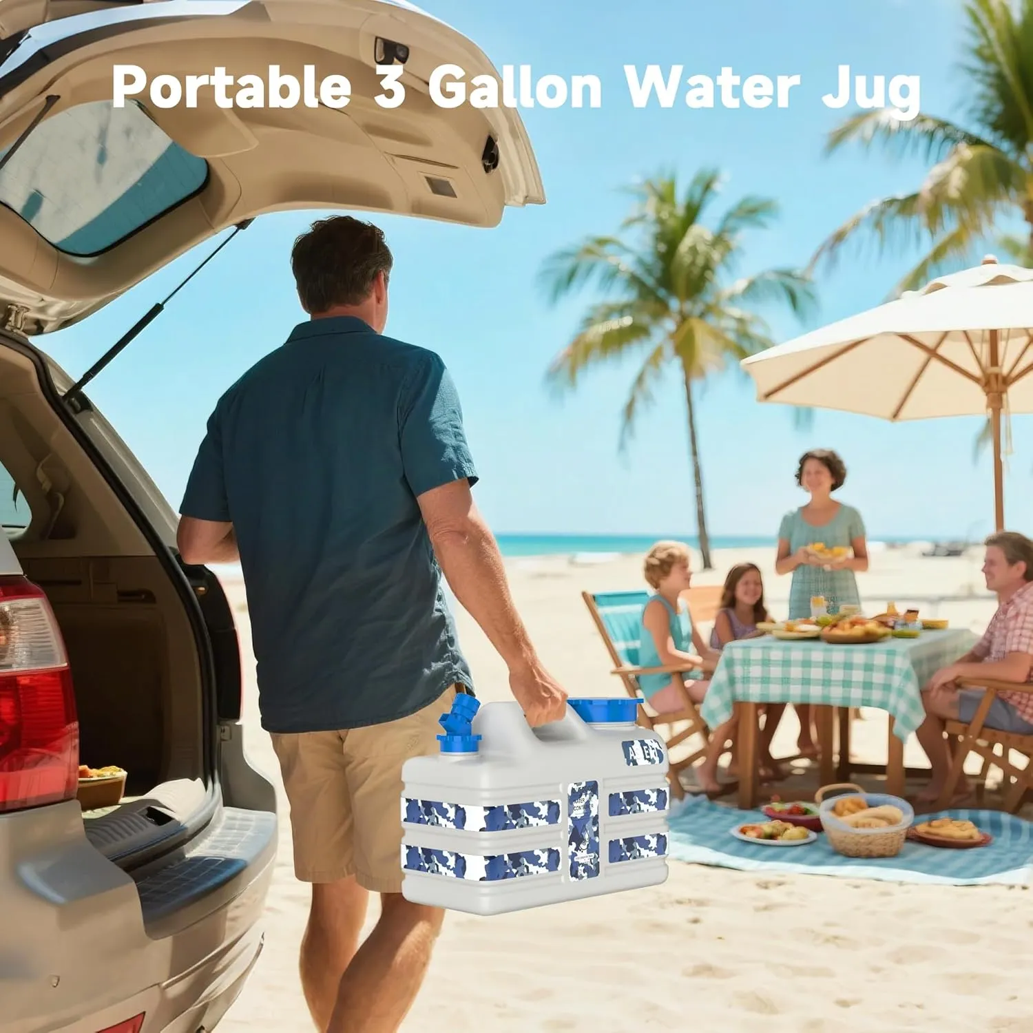 3 Gallon/5 Gallon Water Jug with Spigot, Portable Water Tank BPA Free, Leak-Proof Water Containers for Camping Water Storage Containers for Emergency Outdoor Hiking Picnic, Green/Yellow/White