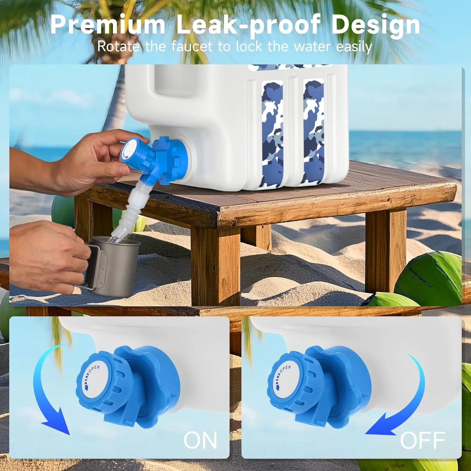 3 Gallon/5 Gallon Water Jug with Spigot, Portable Water Tank BPA Free, Leak-Proof Water Containers for Camping Water Storage Containers for Emergency Outdoor Hiking Picnic, Green/Yellow/White