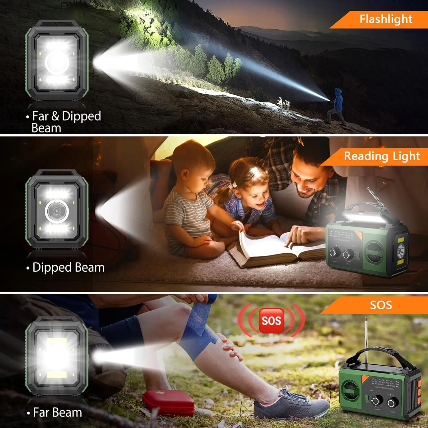 30000mAh Emergency Weather Radio, AM/FM/NOAA Hand Crank Radio with Wireless Speaker, Solar & Hand Crank Power, Built-in Flashlight, SOS Alarm, 15W Fast Charge
