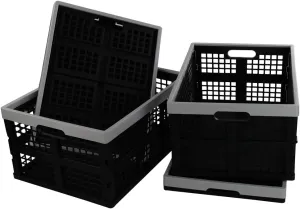 34-Liter Collapsible Storage Crates/Stackable Storage Container Basket, Set of 4