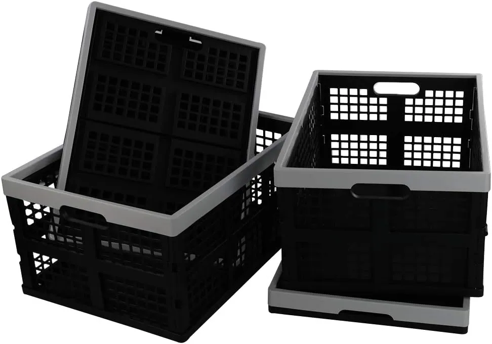 34-Liter Collapsible Storage Crates/Stackable Storage Container Basket, Set of 4