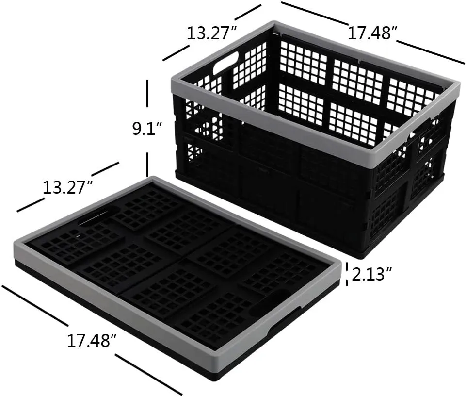 34-Liter Collapsible Storage Crates/Stackable Storage Container Basket, Set of 4