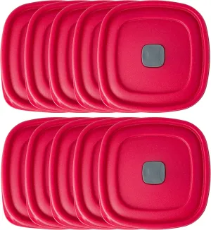 3/5/7 Cup Replacement Lids for Rubbermaid Food Storage Containers Steam Vent (10-Pack, Red)