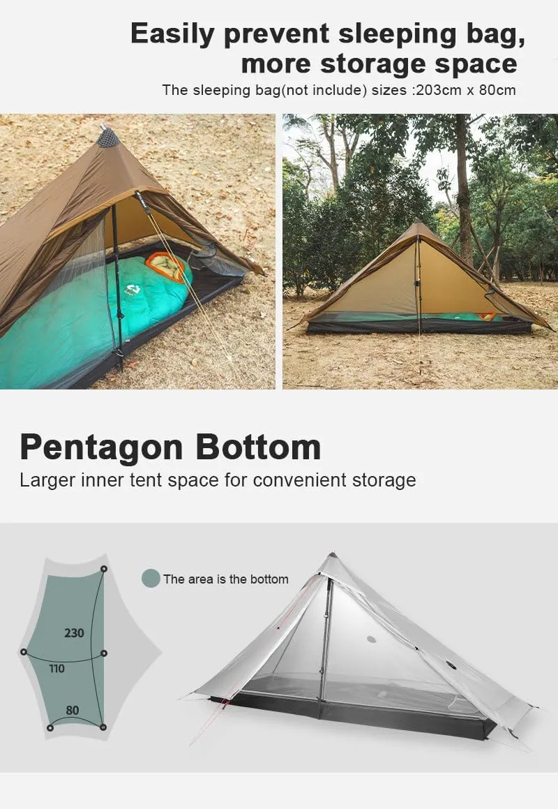 3F UL Gear Lanshan Pro Ultralight Tent 3-Season Camping Tent, Ideal for Camping in The Garden,Outdoor Lightweight Camping Shelter and Hiking Tent