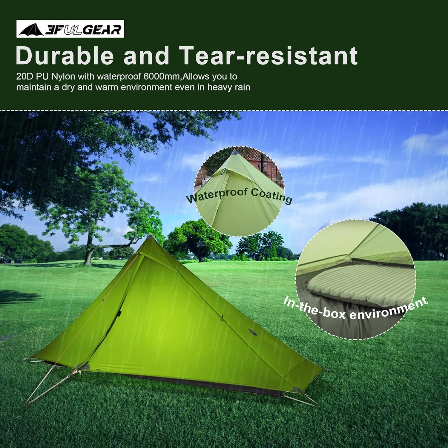 3F UL Gear Lanshan Ultralight Tent Waterproof Professional Hiking Tent 1 Person 2 Person Tents
