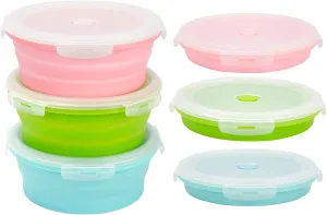 3Pack Collapsible Silicone Food Storage Containers with Lid 40OZ Foldable Lunch Bowl for Microwave Freezer Dishwasher Safe 1200ml