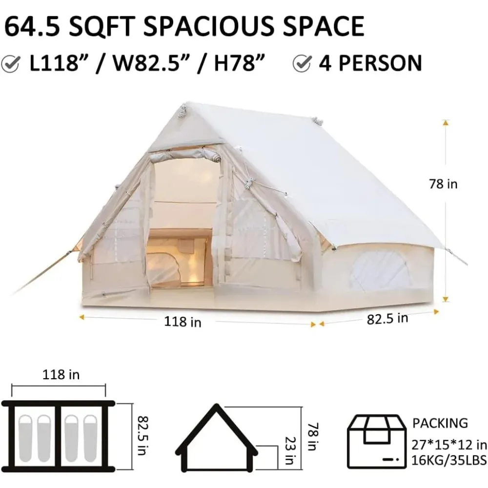 4-6 Person Inflatable Ridge-Style Tent with Pump – Waterproof & Windproof Camping Tent