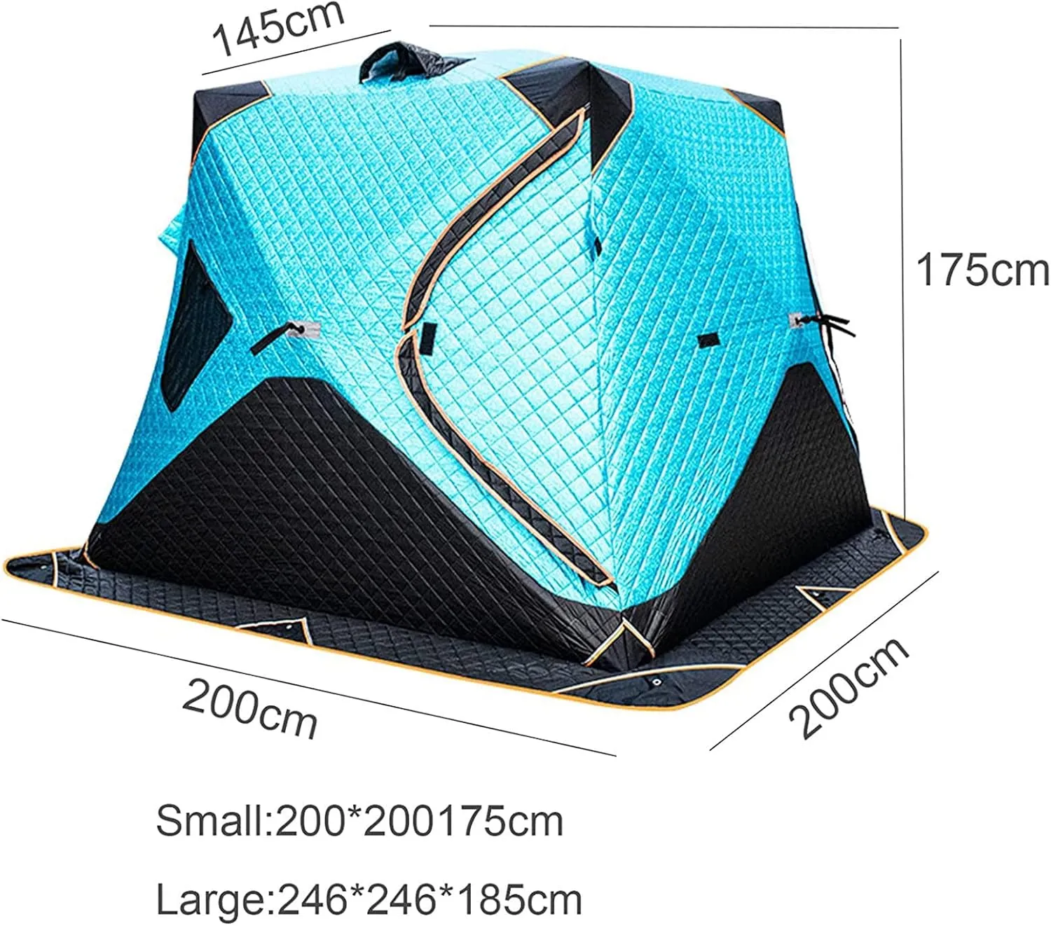 4 Layers Thick Winter Fishing Shelter Cotton Warm Outdoor Windproof and Waterproof Camping Automatic Ice Fishing Tent with Pegs, White