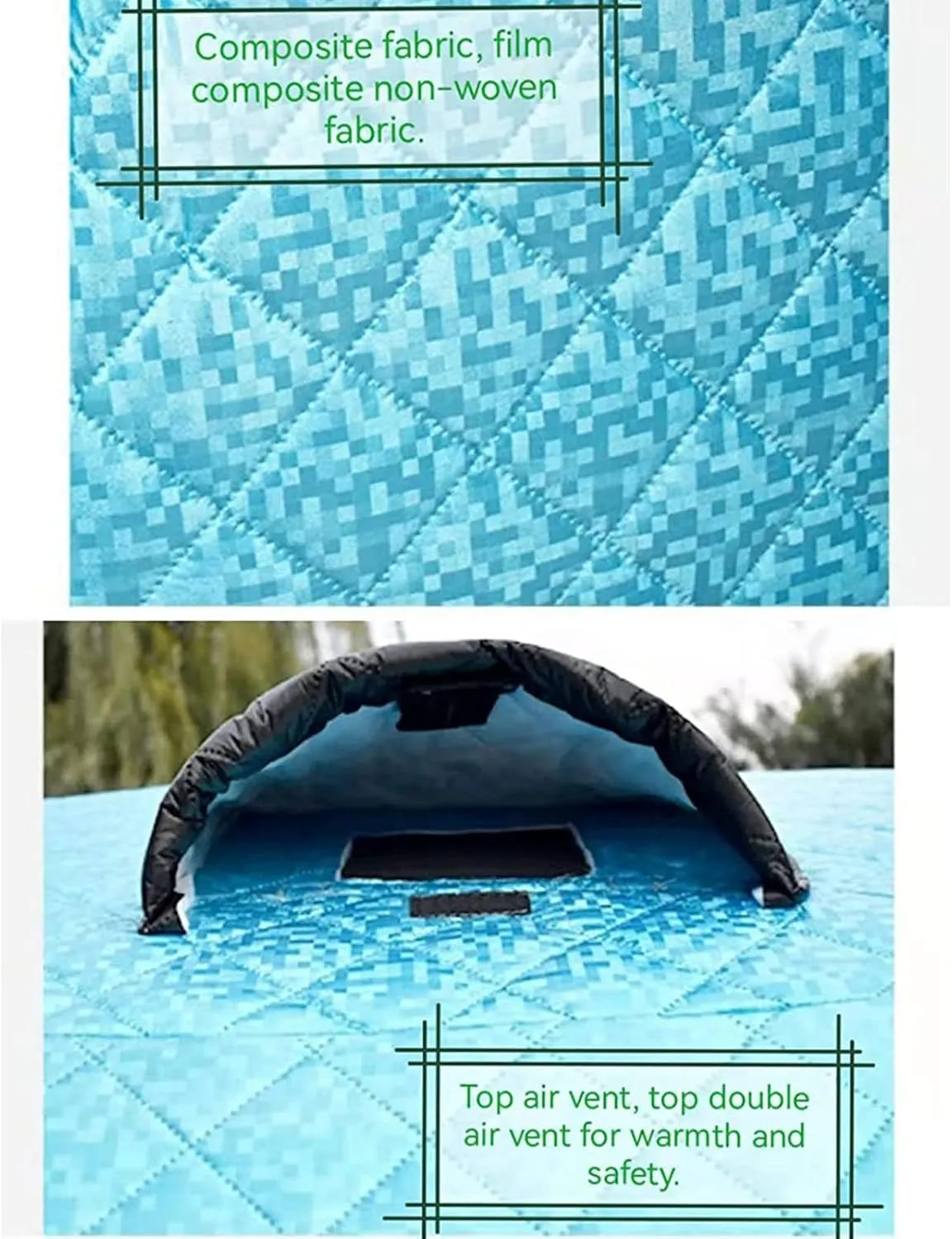 4 Layers Thick Winter Fishing Shelter Cotton Warm Outdoor Windproof and Waterproof Camping Automatic Ice Fishing Tent with Pegs, White