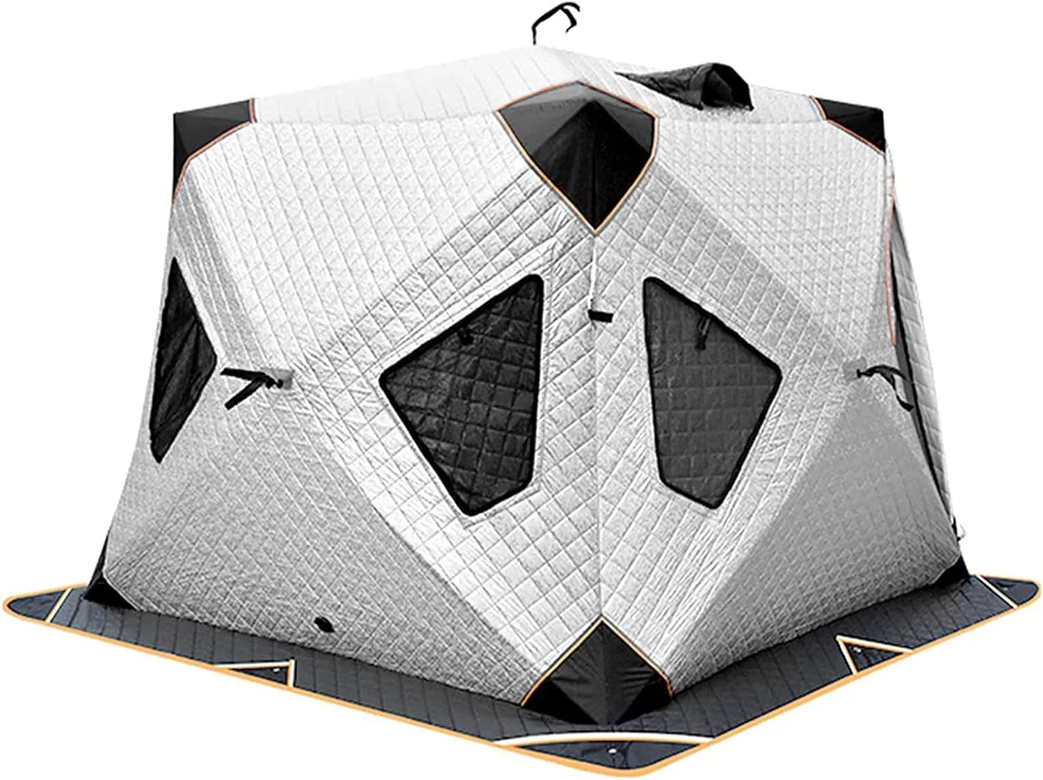 4 Layers Thick Winter Fishing Shelter Cotton Warm Outdoor Windproof and Waterproof Camping Automatic Ice Fishing Tent with Pegs, White