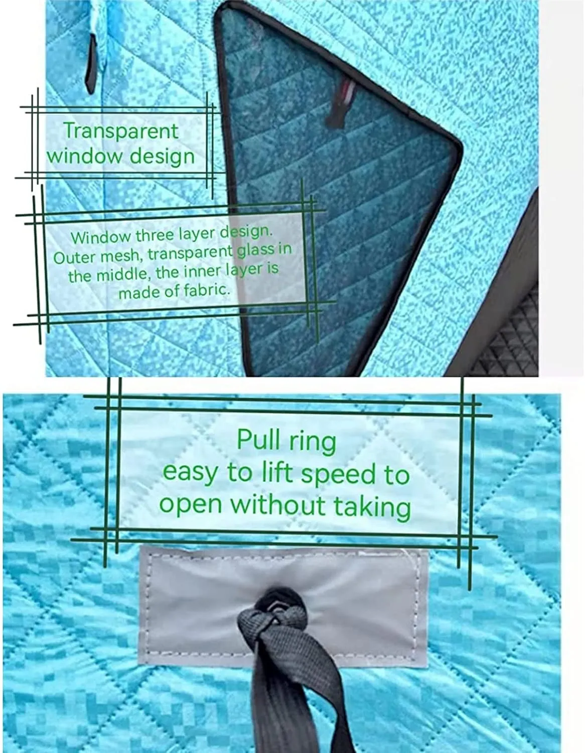 4 Layers Thick Winter Fishing Shelter Cotton Warm Outdoor Windproof and Waterproof Camping Automatic Ice Fishing Tent with Pegs, White