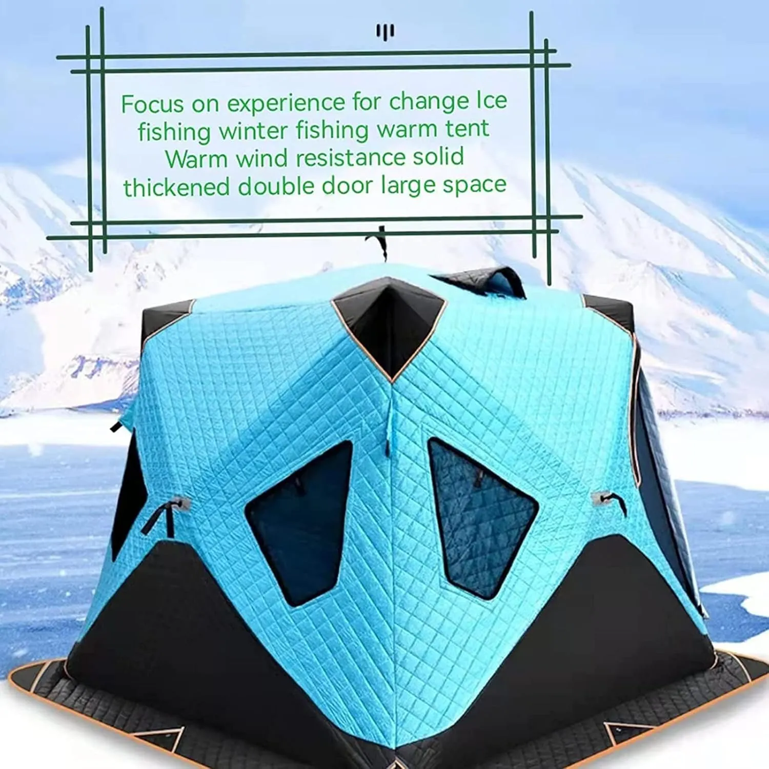 4 Layers Thick Winter Fishing Shelter Cotton Warm Outdoor Windproof and Waterproof Camping Automatic Ice Fishing Tent with Pegs, White