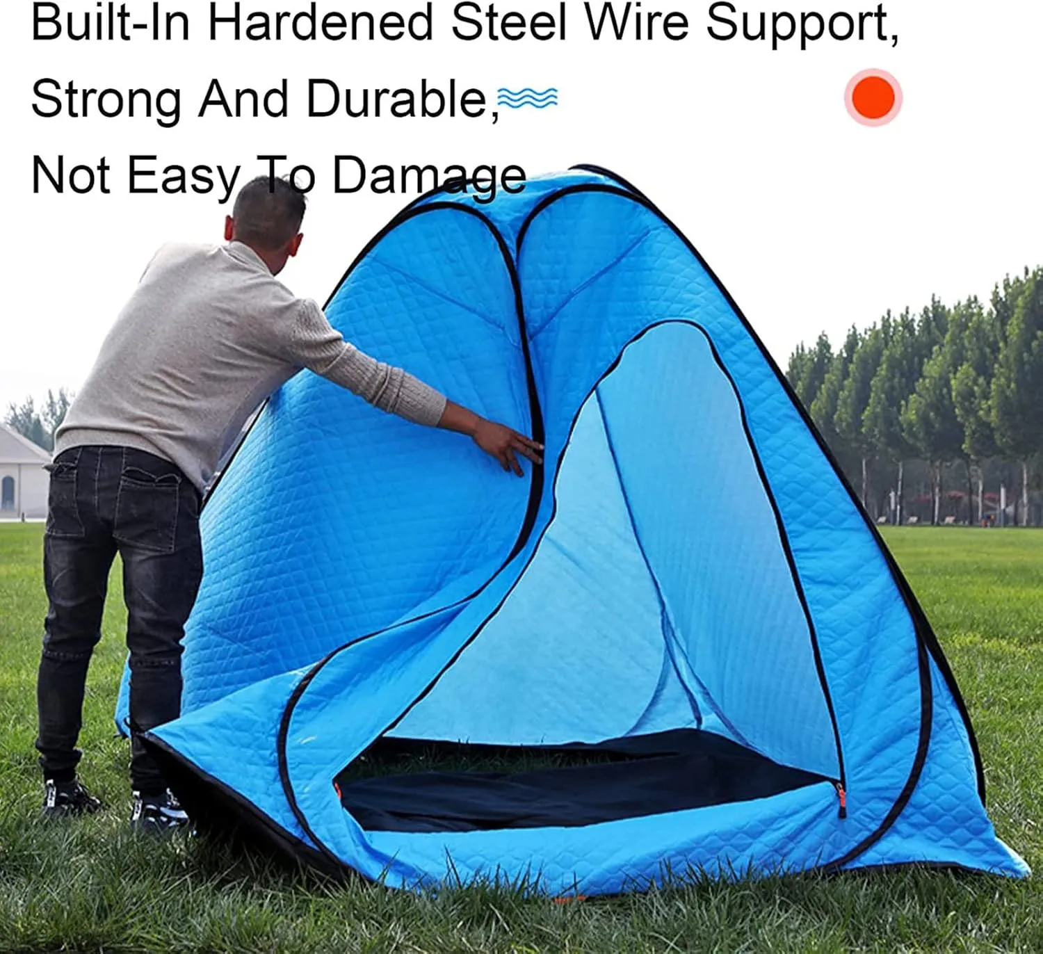4 Person Outdoor Ice Fishing Shelter Fishing Cotton Tent Thicken Warm Tent Winter Waterproof Camping Tent with Moisture-Proof Pad