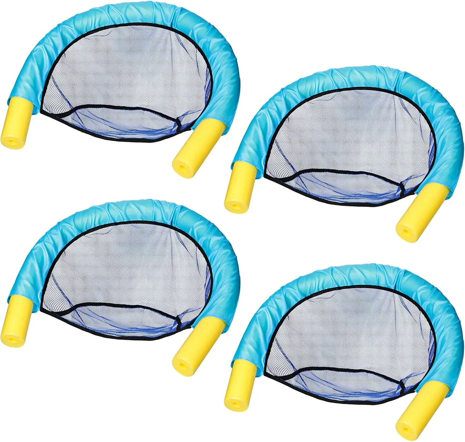 4 Pieces Pool Noodle Chair Pool Floating Noodle Chair U Shaped Floating Pool Noodle Sling Mesh Chairs Floating Chair for Swimming Game Party Lake Ocean River Pool Blue