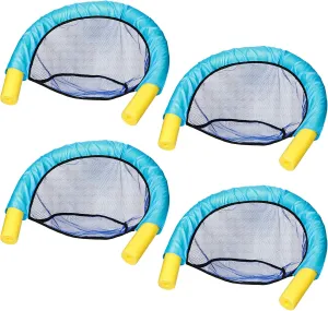 4 Pieces Pool Noodle Chair Pool Floating Noodle Chair U Shaped Floating Pool Noodle Sling Mesh Chairs Floating Chair for Swimming Game Party Lake Ocean River Pool Blue