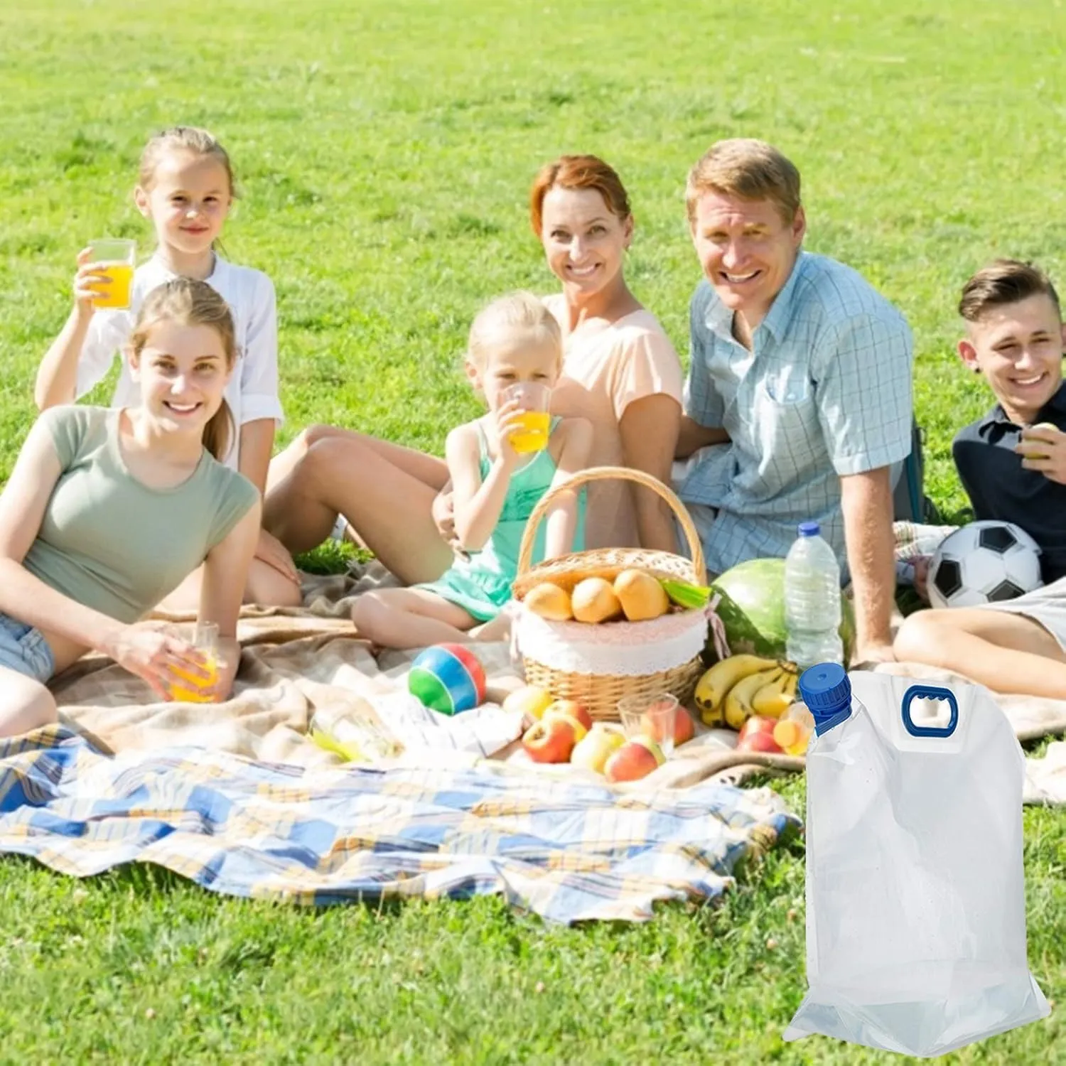 4Pcs 15L Collapsible Water Tank Container Bag Food-Grade Camping Water Storage Carrier Jug Outdoor Folding Drinking Water Bag for Sport Camping Riding Mountaineer