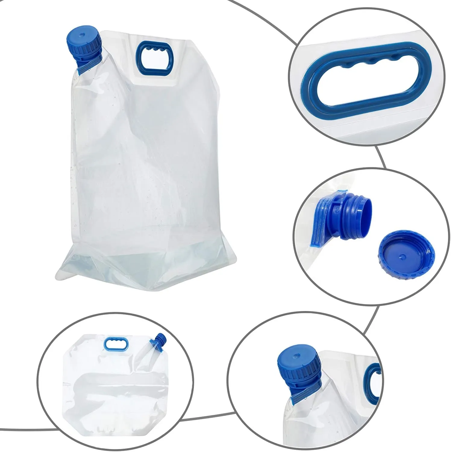 4Pcs 15L Collapsible Water Tank Container Bag Food-Grade Camping Water Storage Carrier Jug Outdoor Folding Drinking Water Bag for Sport Camping Riding Mountaineer