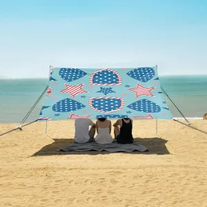 4th Of July Beach Camping Tent Sun Shelter for Whole Family, American Independence Day Beach Shade Canopy with UPF50  UV Protection,Easy Set Up and Carry,Outdoor Shade for Trips, Fishing, Backya