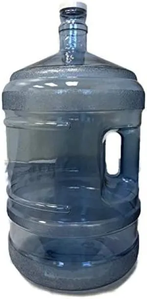 5 Gallon BPA Free Food Grade Safe Plastic Reusable Water Bottle Container Jug Canteen with 48mm Screw On Top Lid with Handle (Made in USA)